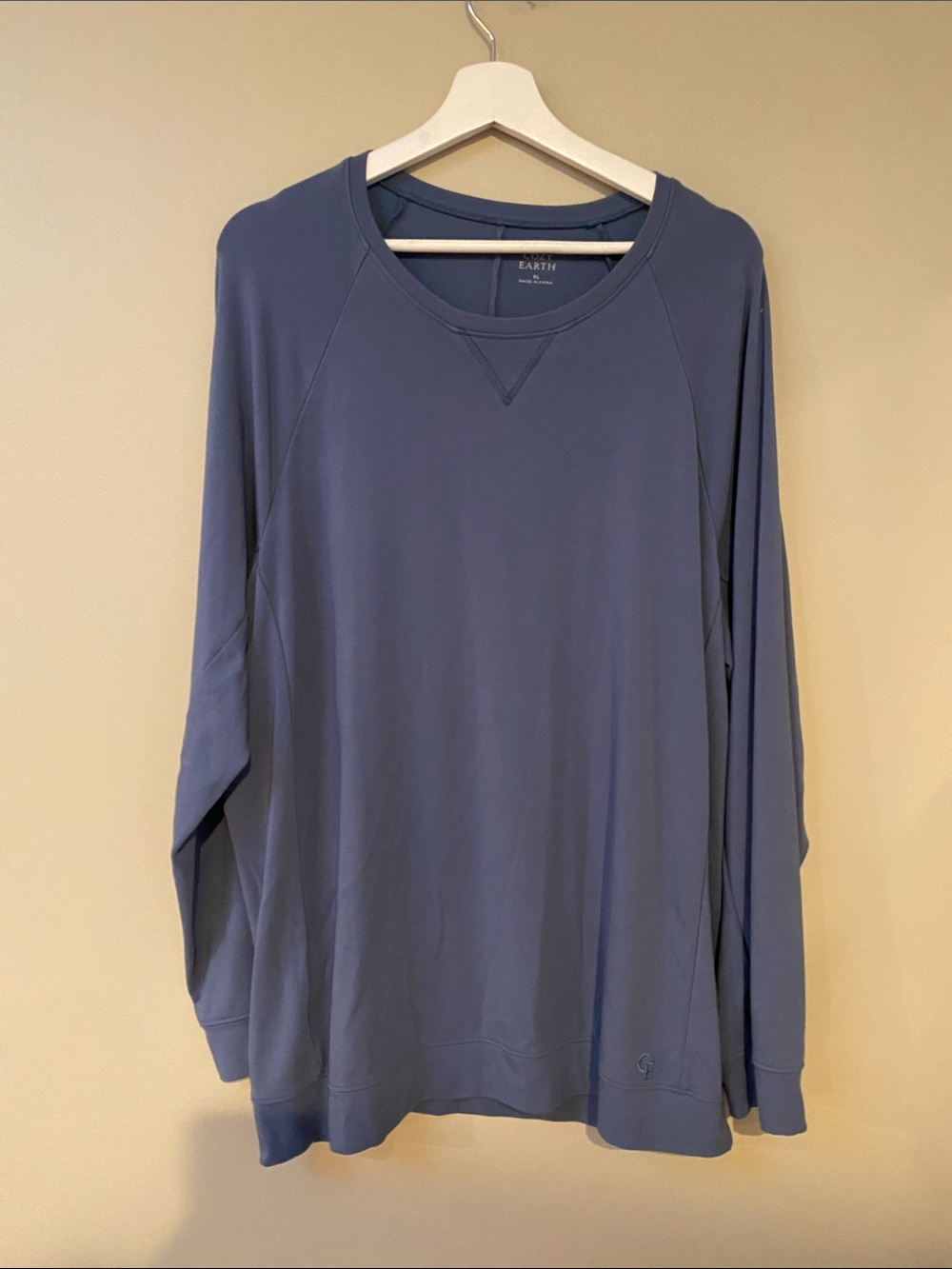 Cozy Earth Long Sleeve Bamboo Crewneck Sweater Slate Blue XL